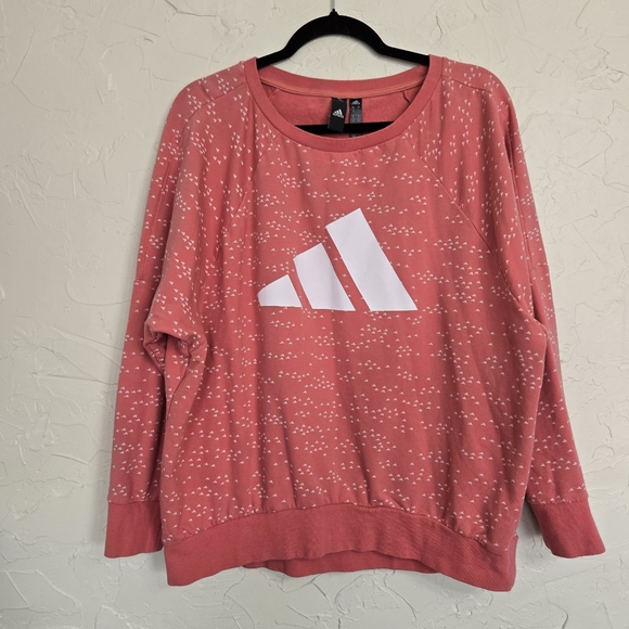 Adidas Pink White Loose Pullover Sweatshirt, L - Picture 2 of 10